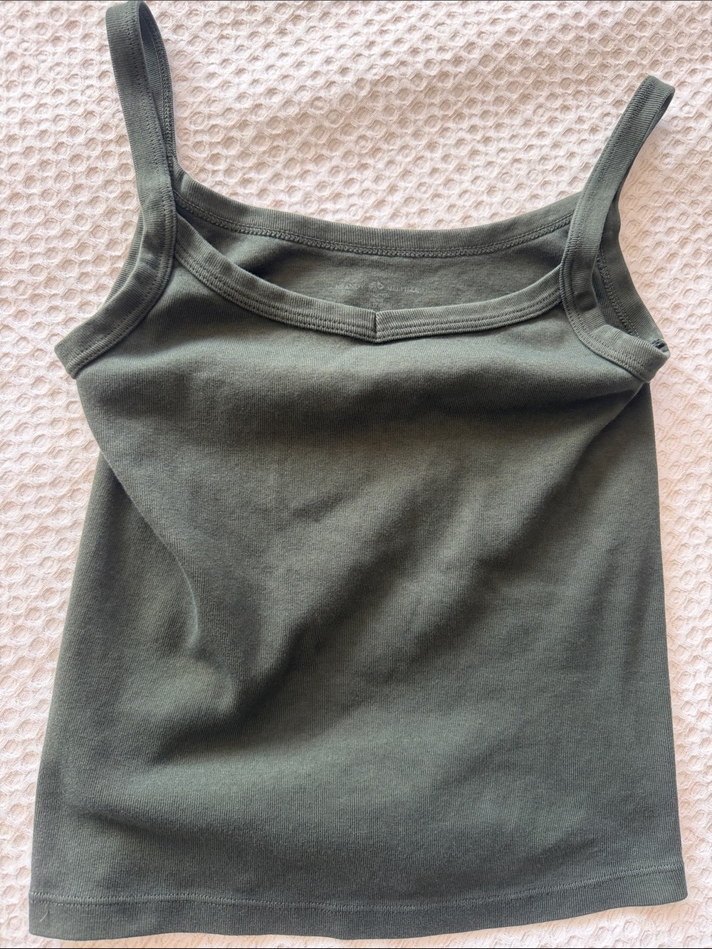 Brandy Melville Women’s Olive Green Tank Top - Classic Cotton Camisole one size